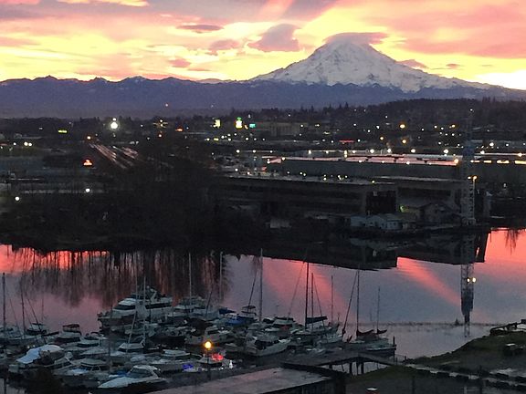 Mt. Rainier at sunrise from your new condo!