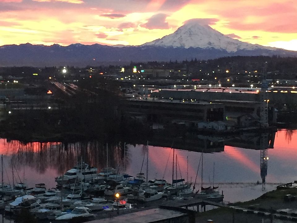 Mt. Rainier at sunrise from your new condo!