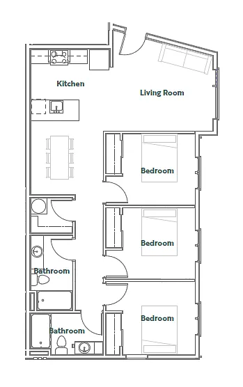 Floor plan Apt Home - 3x2