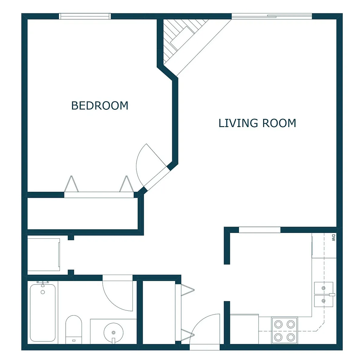 Floor plan One Bedroom 11C