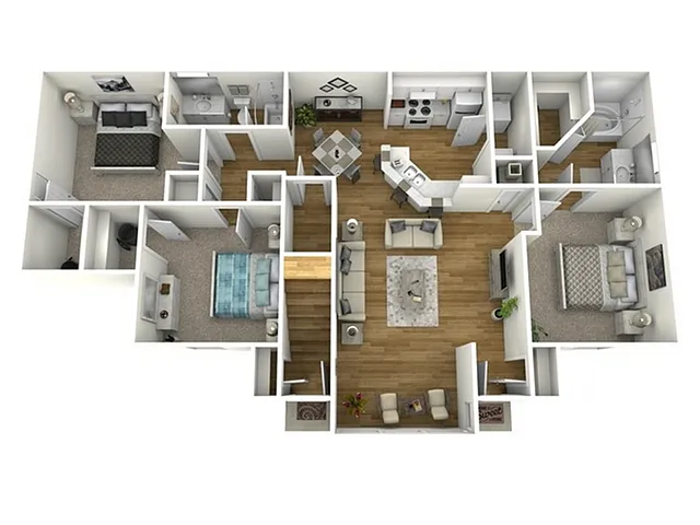 Floor plan 3 Bed, 2 Bath B (80% Income Restricted)