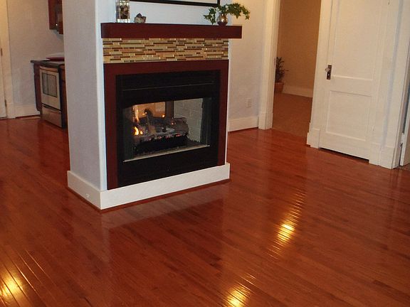 Fireplace from the Living Room with New Hardwood Floors