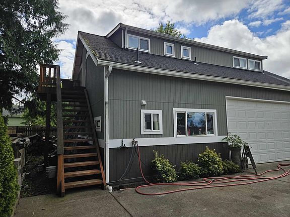 Access to apartment is up the staircase