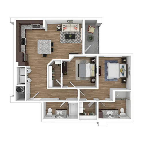 Floor plan 2 Bed 2 Bath B
