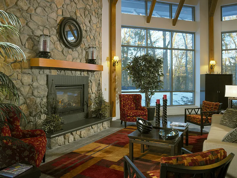 Lounge Area with Fireplace in Clubhouse