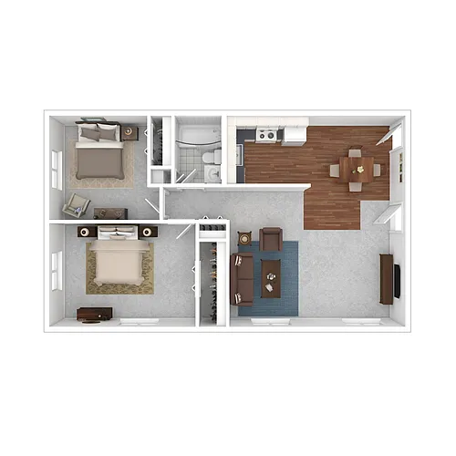 Floor plan Two Bed/One Bath Standard