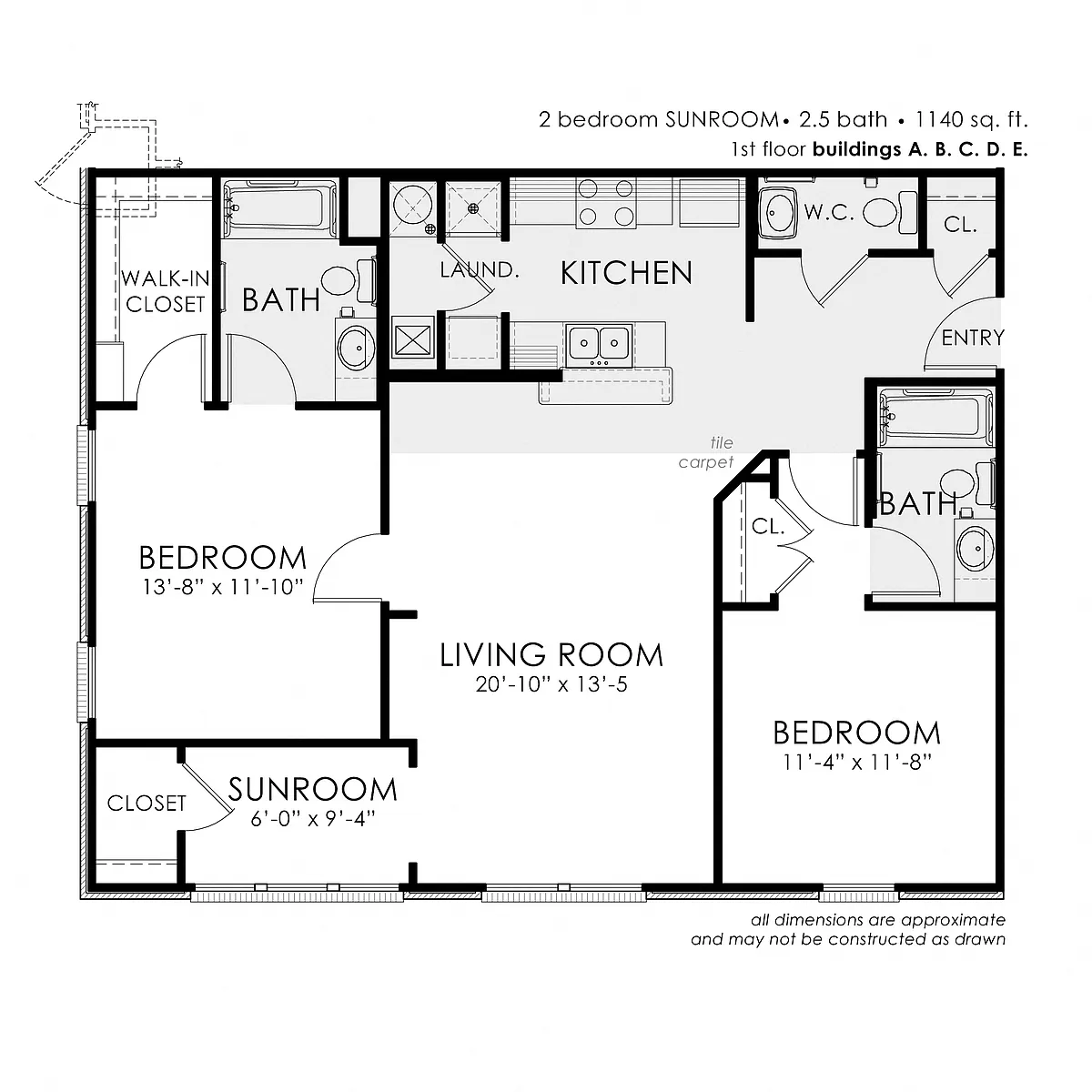 Floor plan 2 Bedroom Sunroom