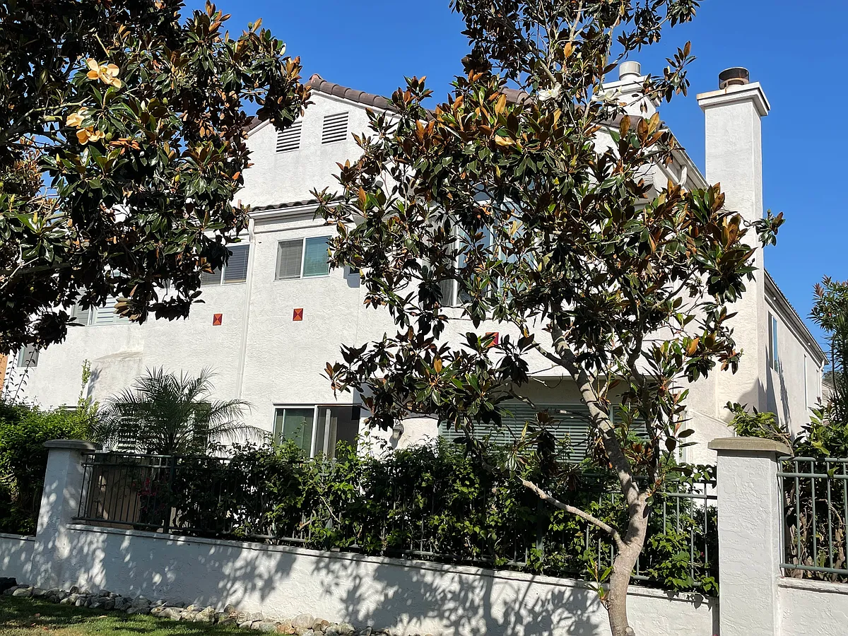 View of the patio from green belt walkway - Renaissance Ave