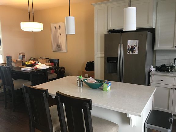 Center Island Quartz Top Lots of storage shelves below!