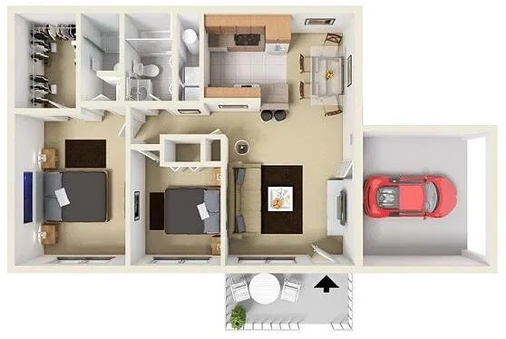 Floor plan 2 Bed/2 Bath/1 Car Attached Garage