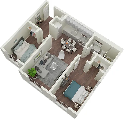 Floor plan 2Bed/1Bath A