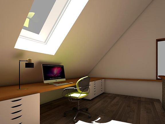 Upstairs loft space rendering