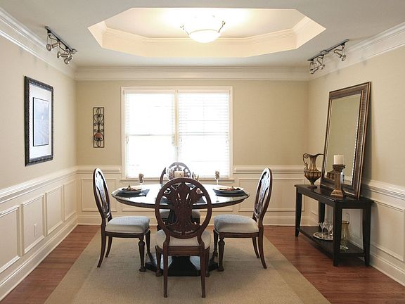 Dining room with trey ceiling 