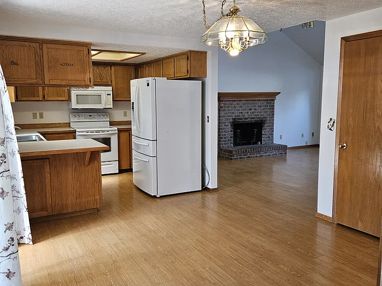 dining area view into kitchen.
