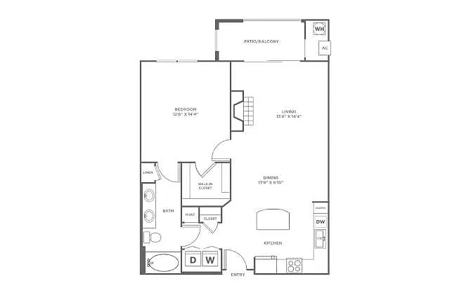 Floor plan 1 Bed/1 Bath-A6