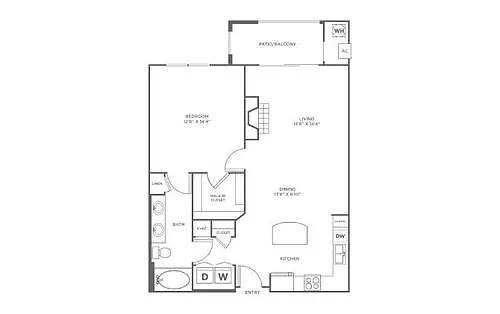 Floor plan 1 Bed/1 Bath-A10