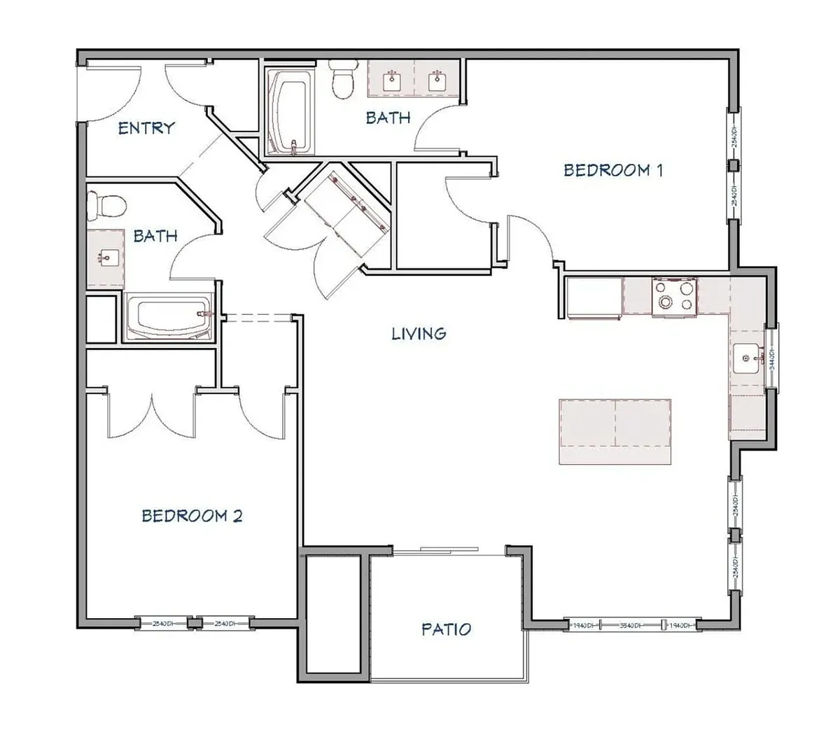 Floor plan 2 Bed 2 Bath Flagship