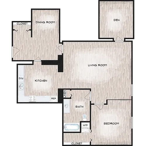 Floor plan 1 Bedroom Den
