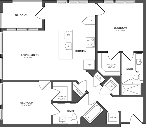 Floor plan 2 Bed/2 Bath-C17