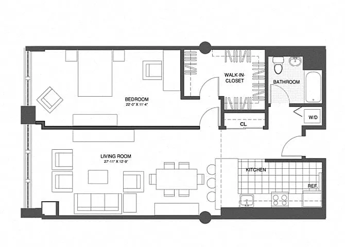 Floor plan 1 Bed/1 Bath