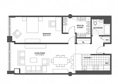 Floor plan 1 Bed/1 Bath