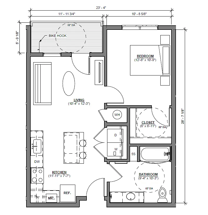 Floor plan 1BR-1