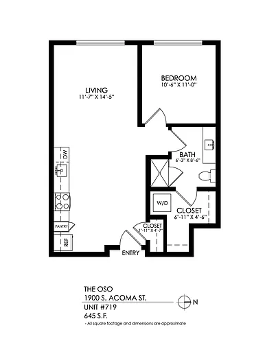 Floor plan 1 Bedroom, 1 Bath