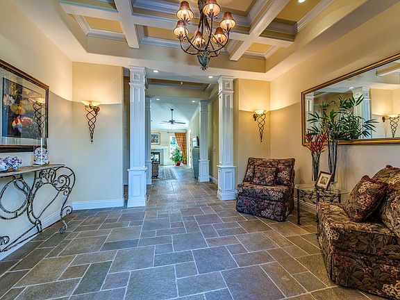 Foyer With Coffered Ceiling