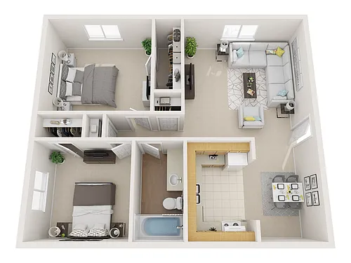 Floor plan 2 Bed / 1 Bath