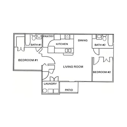 Floor plan B2 - Two Bedroom Two Bathroom