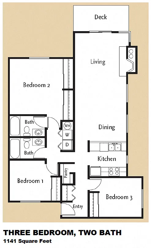 Floor plan 3 Bedroom 2 Bath