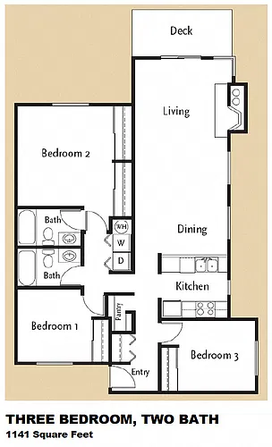 Floor plan 3 Bedroom 2 Bath