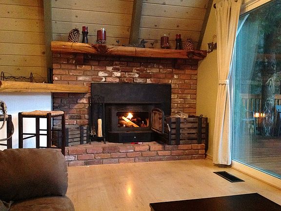 Large brick fireplace