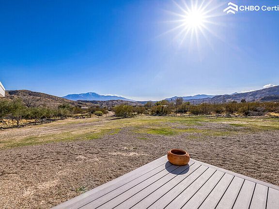 Trek deck with view of Mt. San Jacinto and olive trees