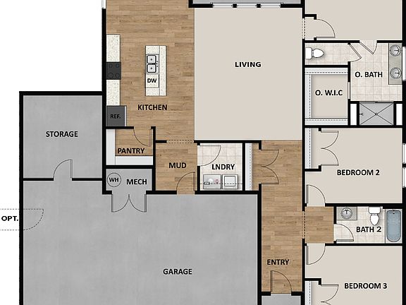 3 Car Garage With Storage Room Option