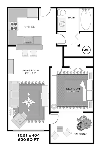 Floor plan One Bedroom w/ Patio