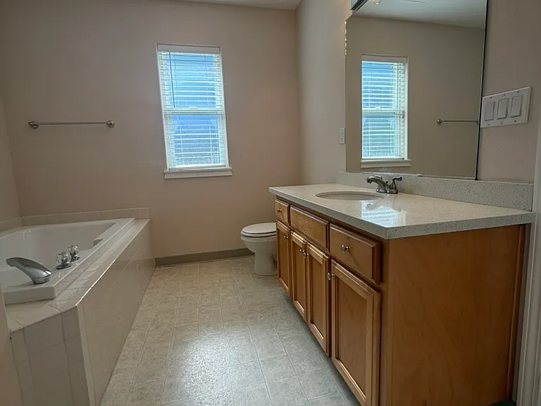 Master Bathroom with tiled soaking tub