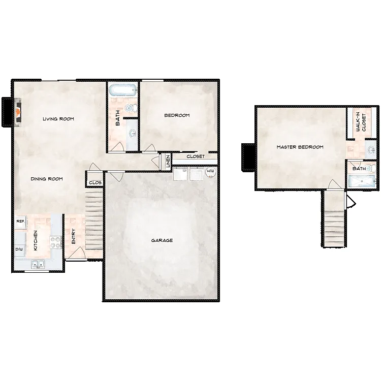 Floor plan Two Bedroom Townhome