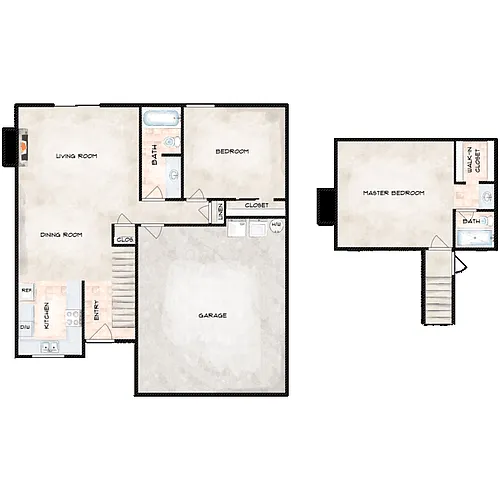 Floor plan Two Bedroom Townhome