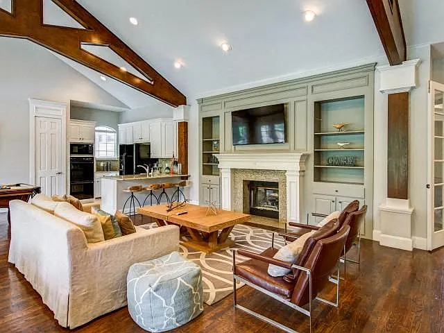 Community Lounge with fire place and kitchen