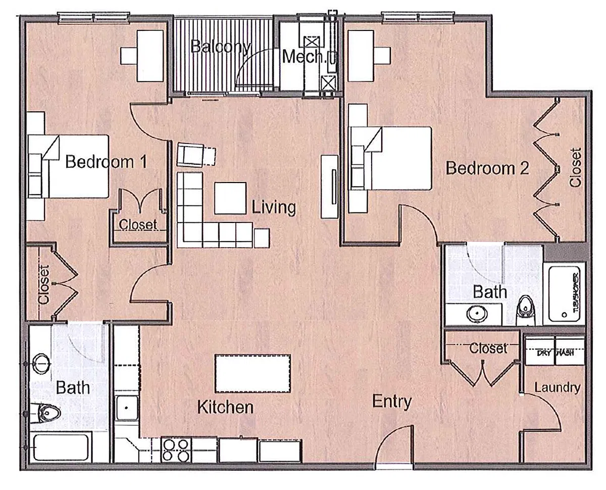 Floor plan 2x2Ac