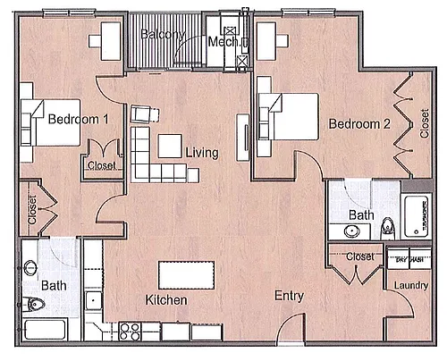 Floor plan 2x2Ac