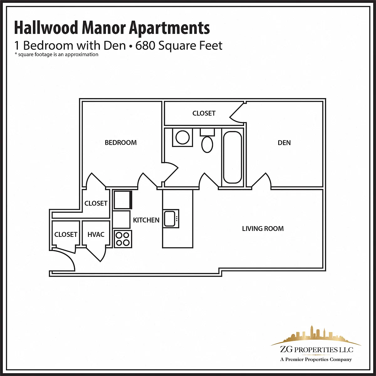 Floor plan 1 Bedroom + Den