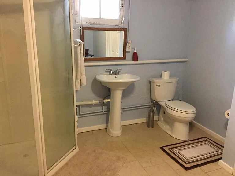 Downstairs bathroom. A lot larger than it looks.