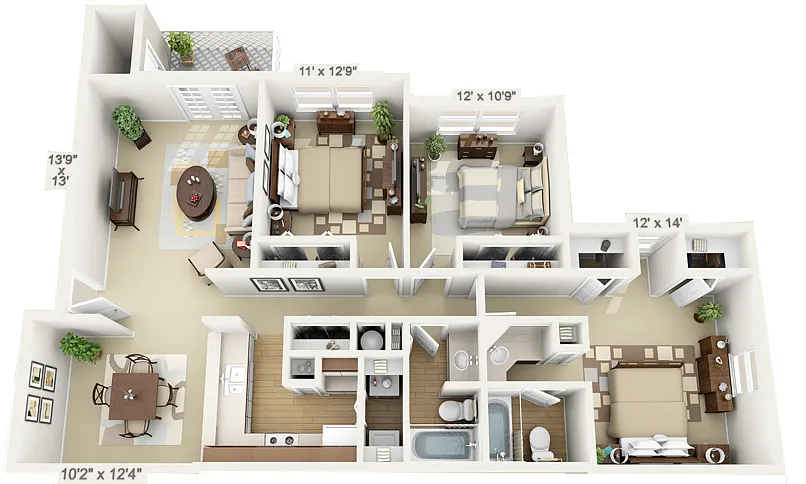 Floor plan Three Bedroom