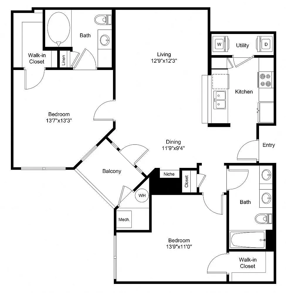 Floor plan Kennedy Two Bedroom