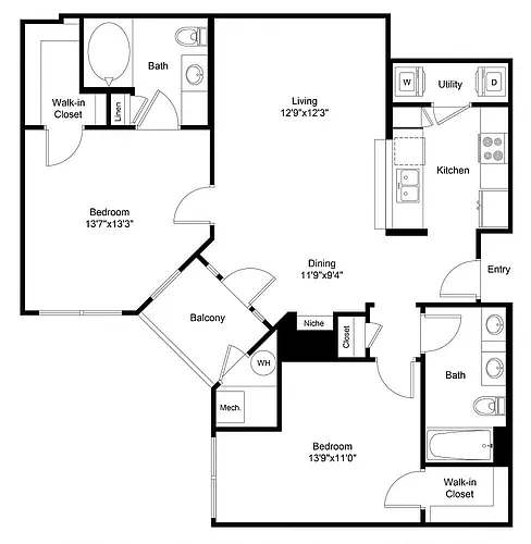 Floor plan Kennedy Two Bedroom