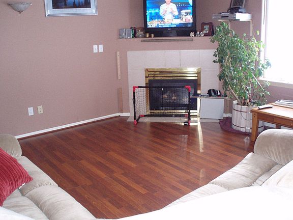 Living room with gas fire place.