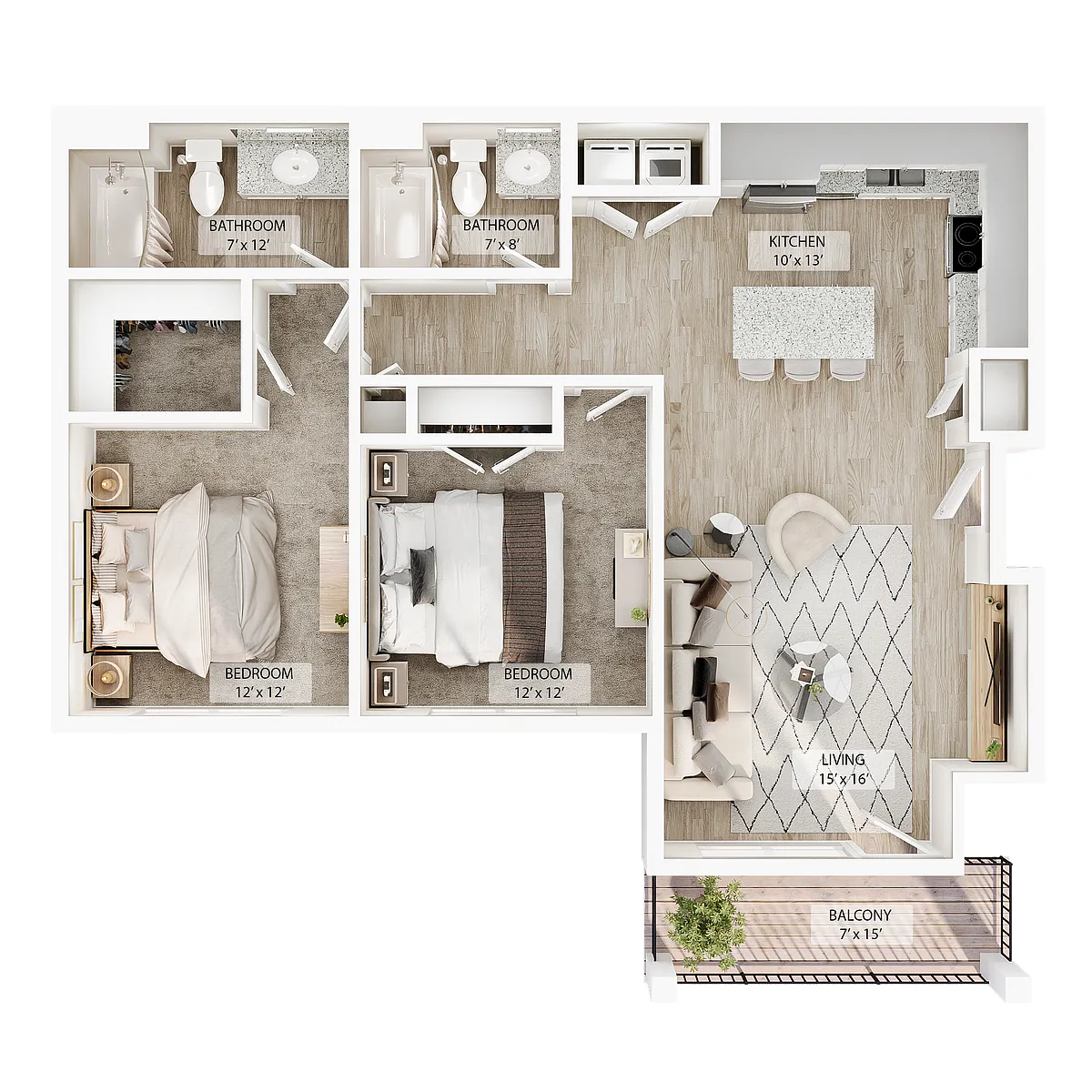 Floor plan 2 BR - Aspen Summit
