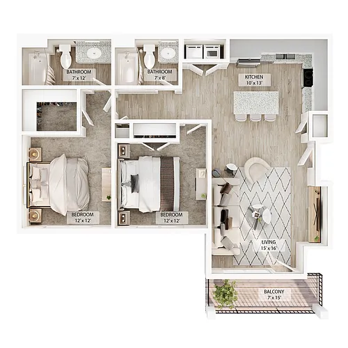 Floor plan 2 BR - Aspen Summit